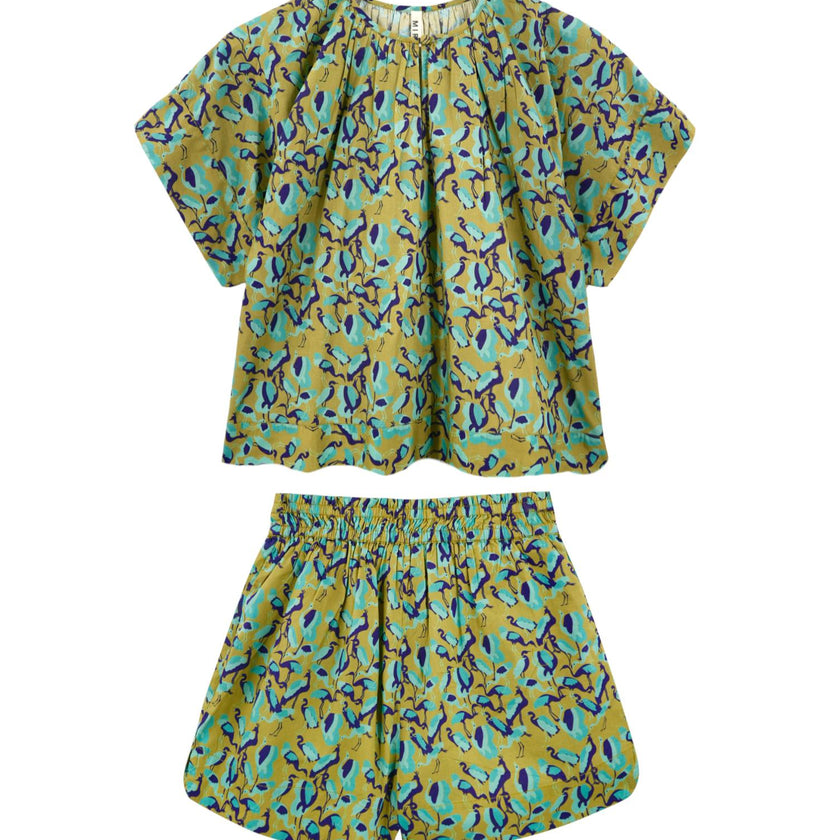 Pajama Short Set in Seagull