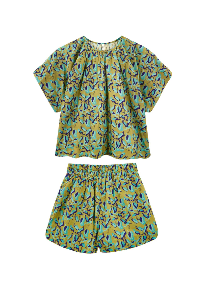 Pajama Short Set in Seagull