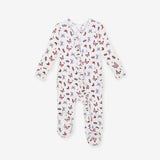 Joan Pointelle Footie Ruffled Zippered One Piece