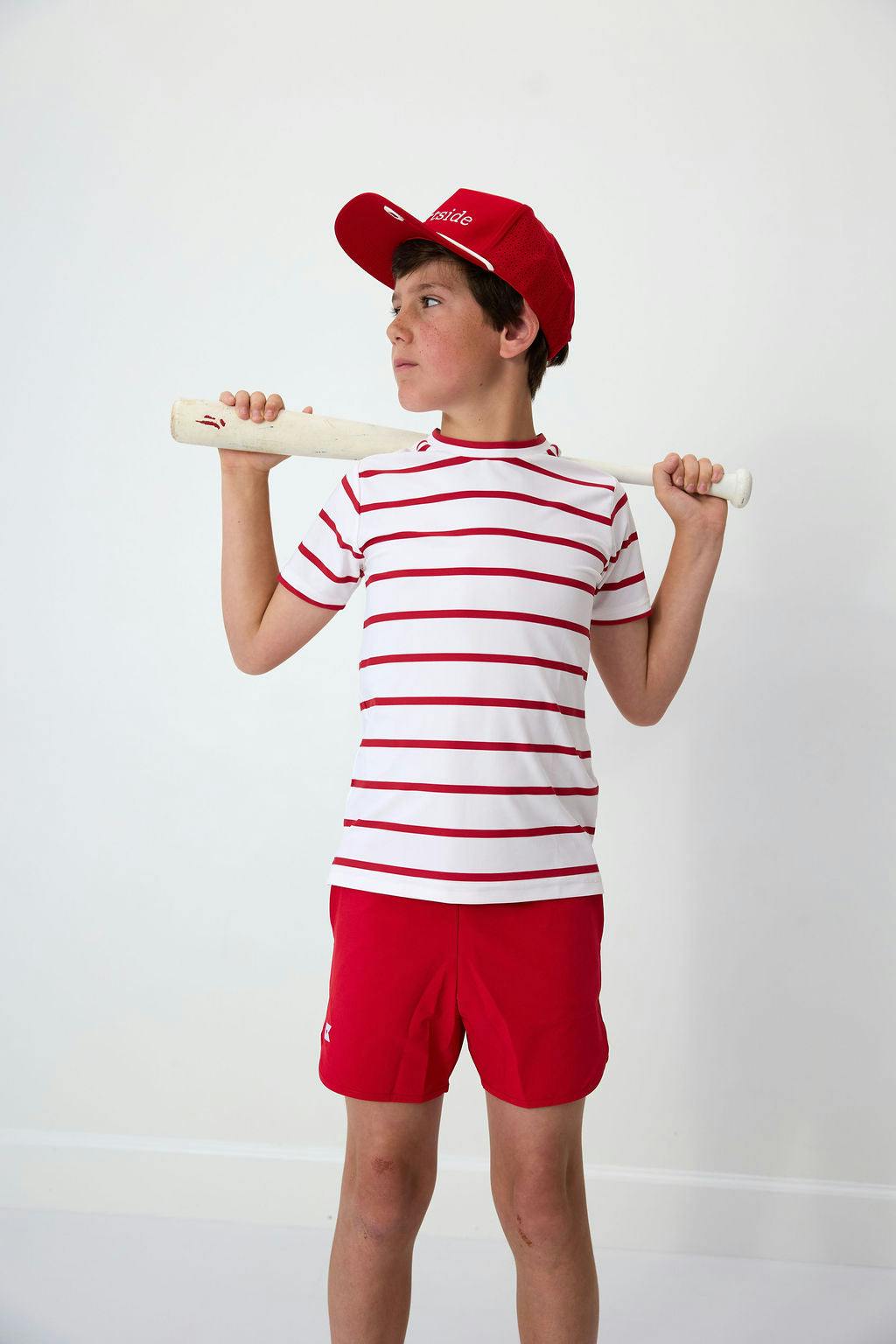 red and white stripe practice shirt