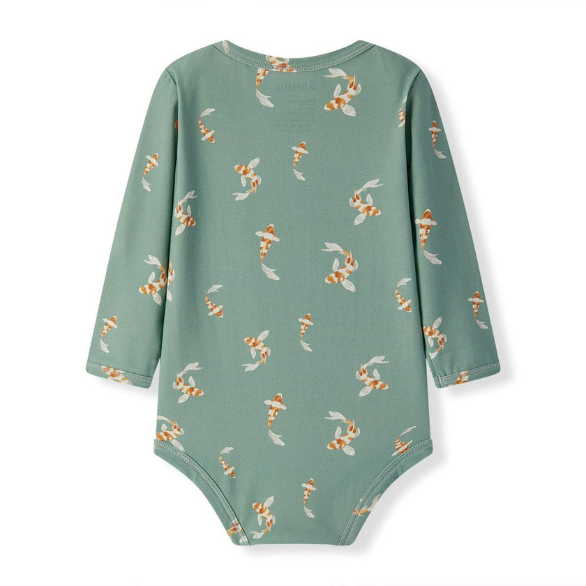 Swimming Koi Cotton Stretch Long Sleeve One Piece