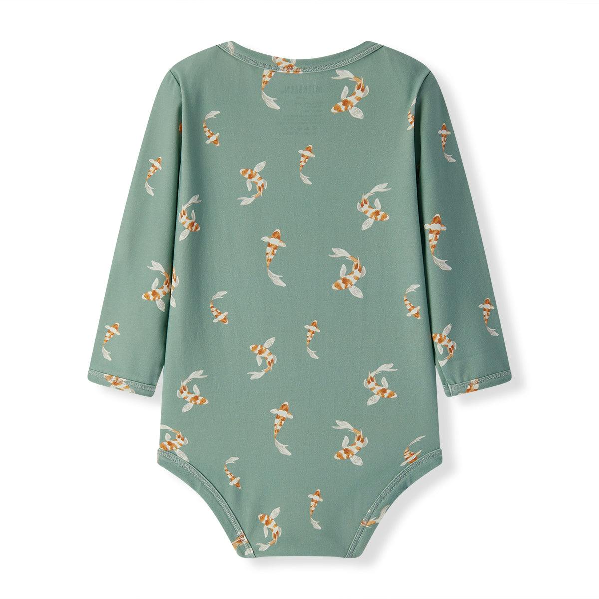 Swimming Koi Cotton Stretch Long Sleeve One Piece