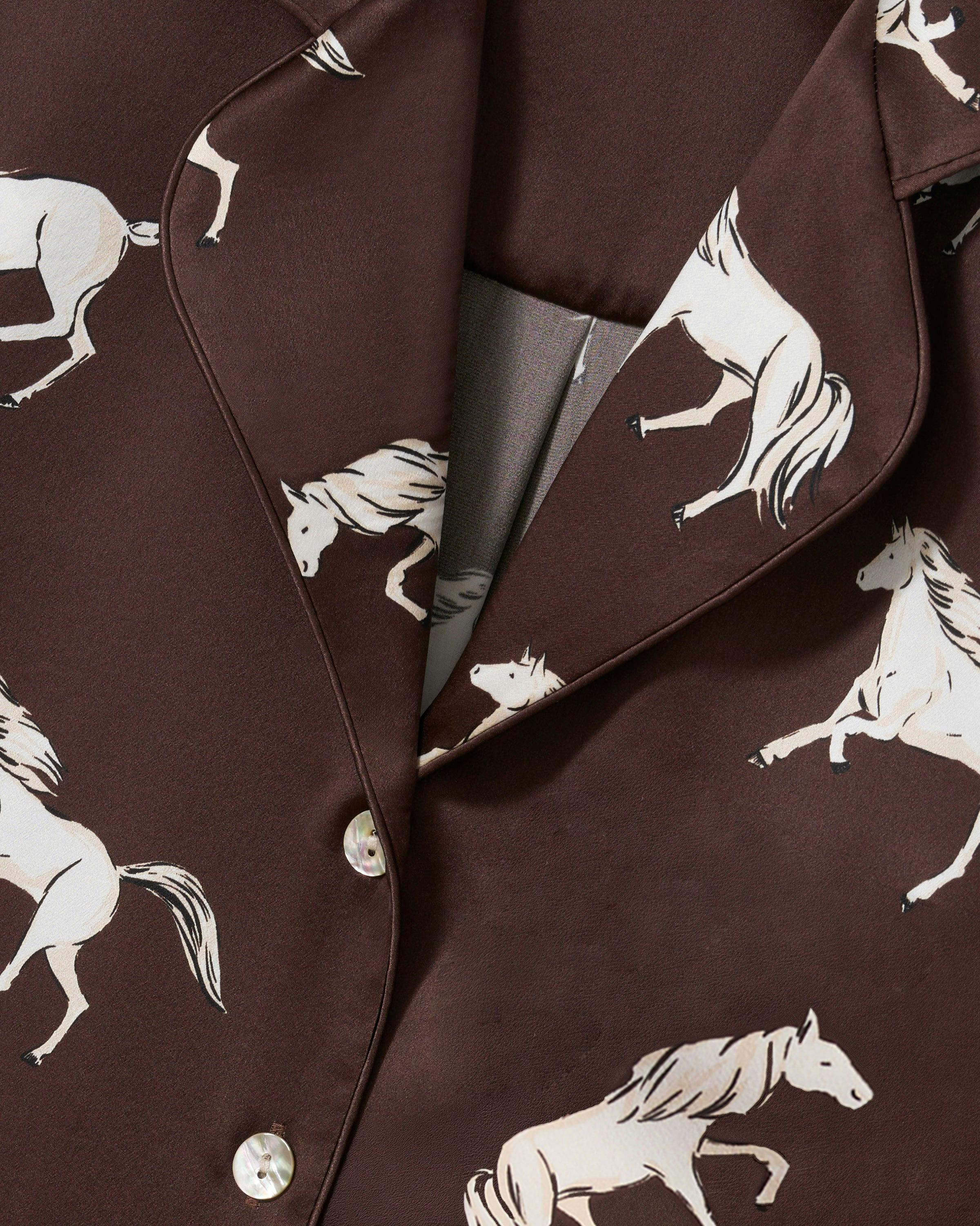 The Celine Silk Pajama Set in Highgrove Equestrian