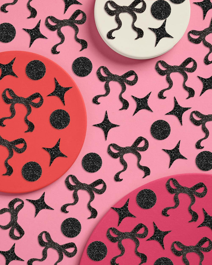 Little Black Bow Confetti - 200 pc glitter confetti