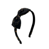 Liberty of London Bow Headband, Black/Gold Floral