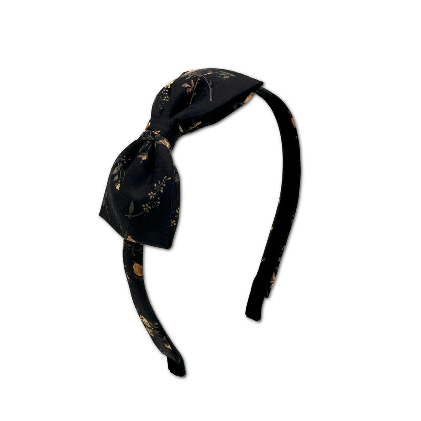 Liberty of London Bow Headband, Black/Gold Floral