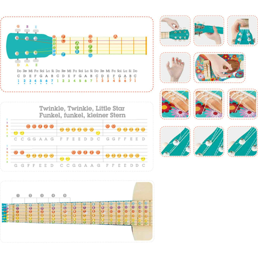 First Flower Power 26" Musical Guitar in Turquoise