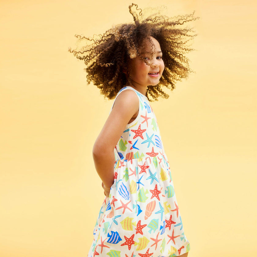 Clearance kids cross-back tank dress in under the sea