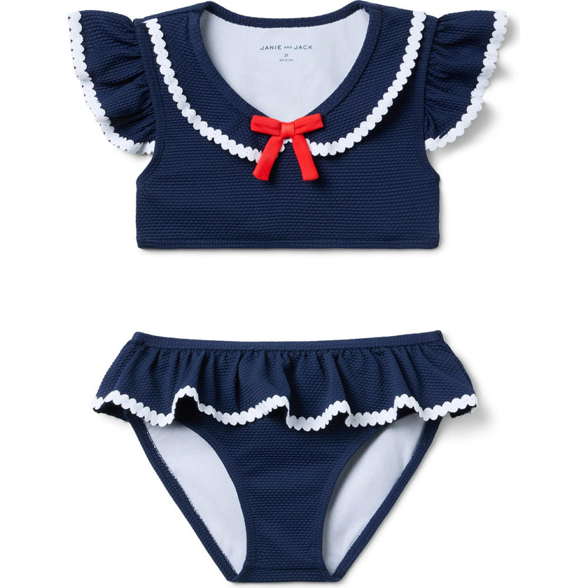 Recycled Textured Ruffle 2-Piece Swimsuit