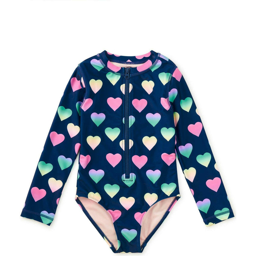 Long Sleeve One-Piece Swimsuit, Blue