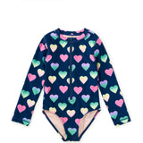 Long Sleeve One-Piece Swimsuit, Blue