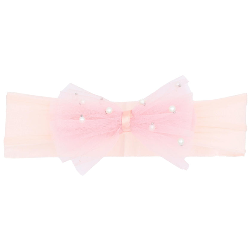 Multicolored Tulle Pearl Ribbon Headband