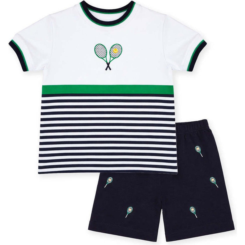 Knit Short Set with Tennis Rackets