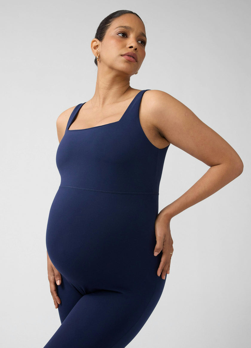 Sleeveless Long Knit Active Maternity Unitard