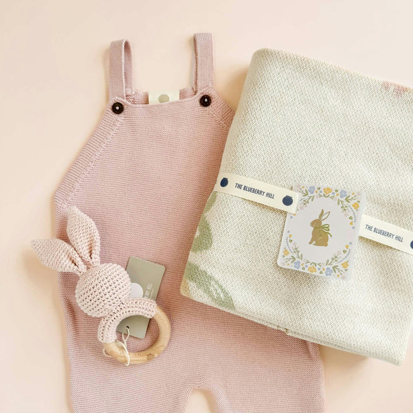Pastel Floral Bunny Blanket | Organic Cotton