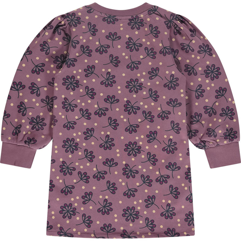 Floral Crew Neck Long Puff Sleeve Pull-Over Dress