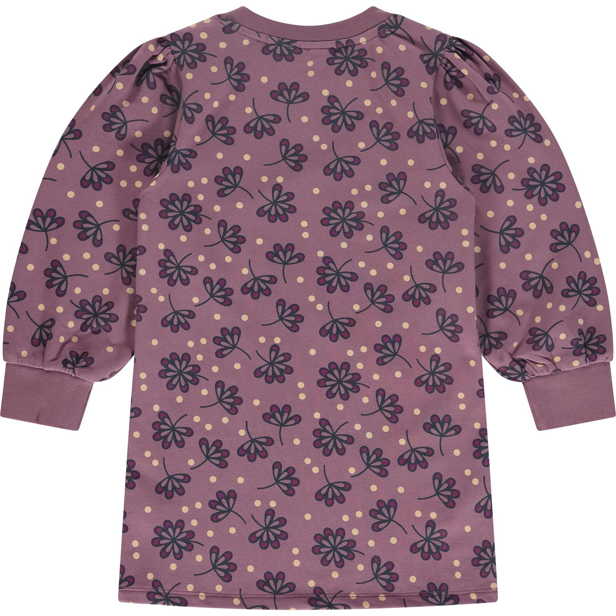 Floral Crew Neck Long Puff Sleeve Pull-Over Dress