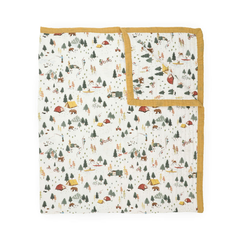 Organic Cotton Muslin Quilted Throw - Alpine Adventure