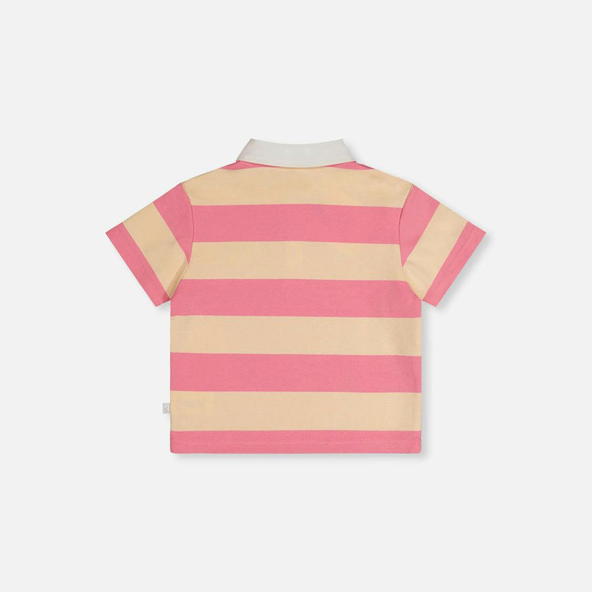 Polo Top Pink and Beige Stripes