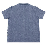boys navy stripe french terry button up
