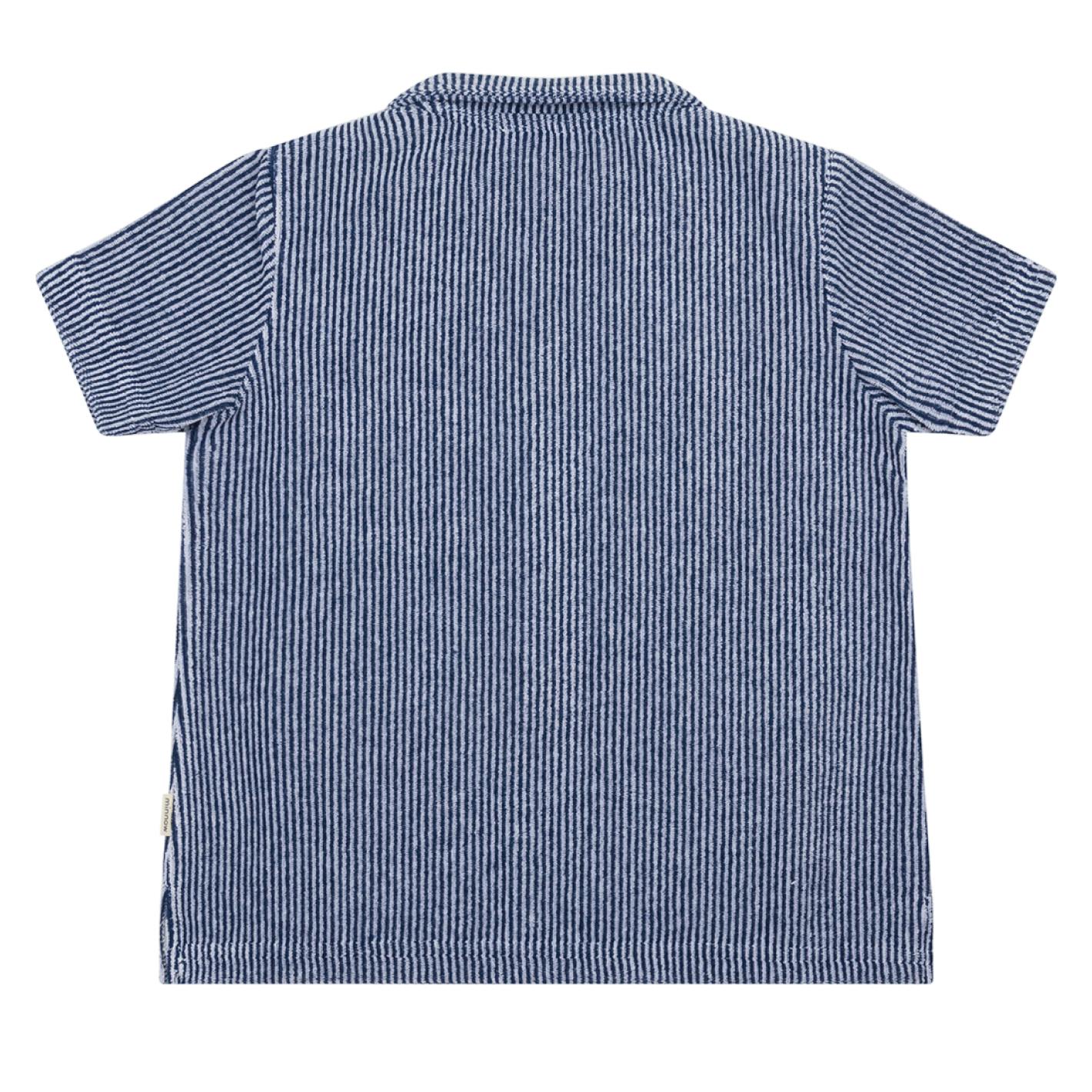 boys navy stripe french terry button up