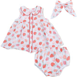 Strawberry Bliss - Jill Dress with Bloomer & Large Bow