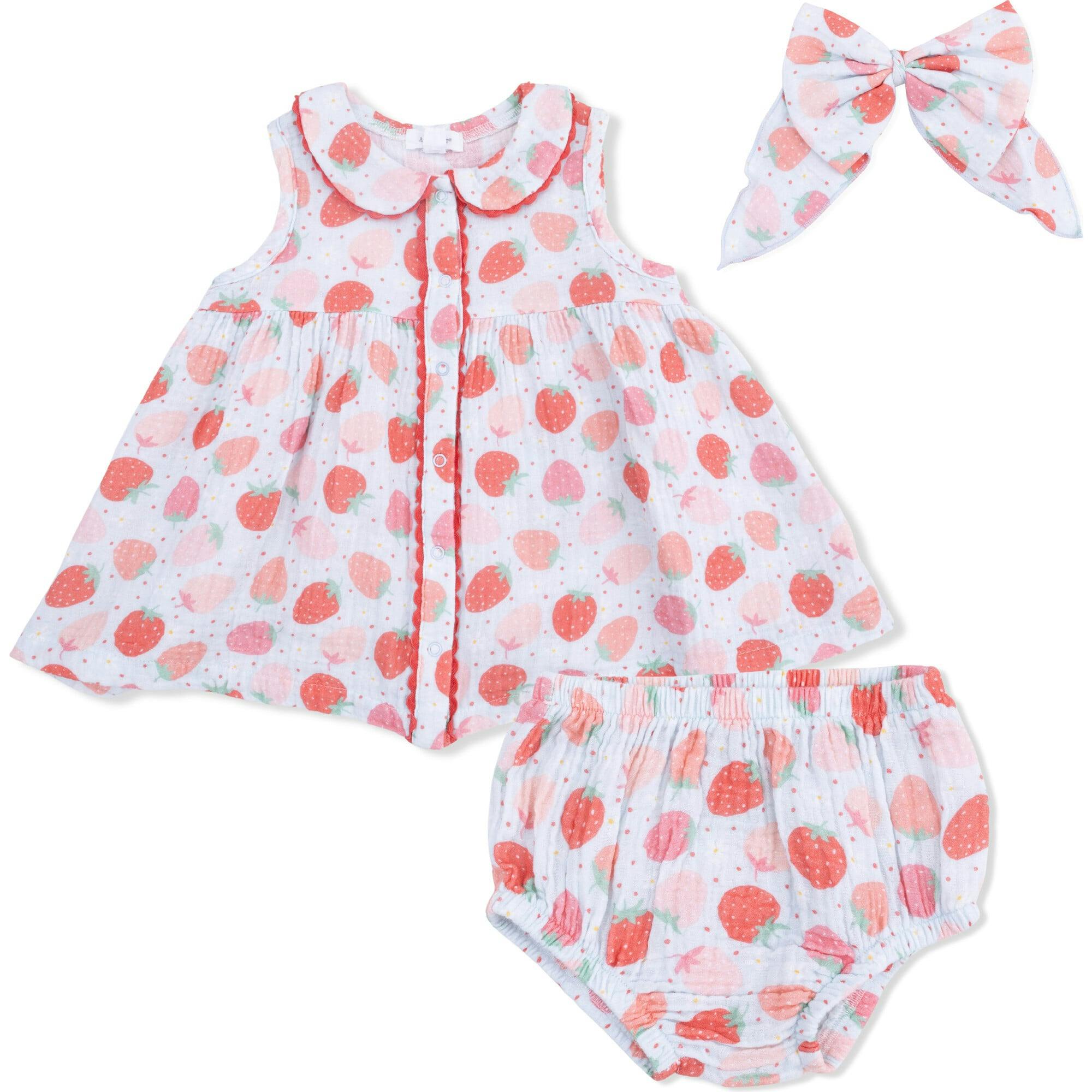Strawberry Bliss - Jill Dress with Bloomer & Large Bow
