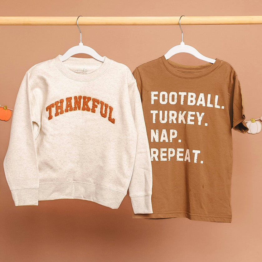 Football Turkey Nap Repeat Thanksgiving Short Sleeve T-Shirt