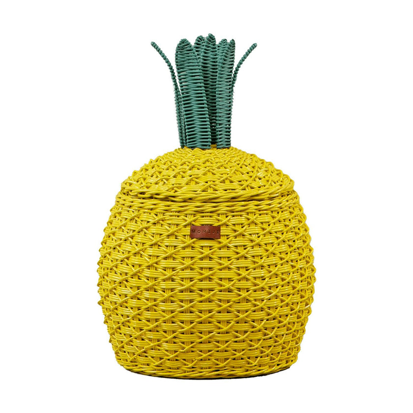 Handcrafted - Pineapple Basket (Yellow) Medium - Rattan Wicker
