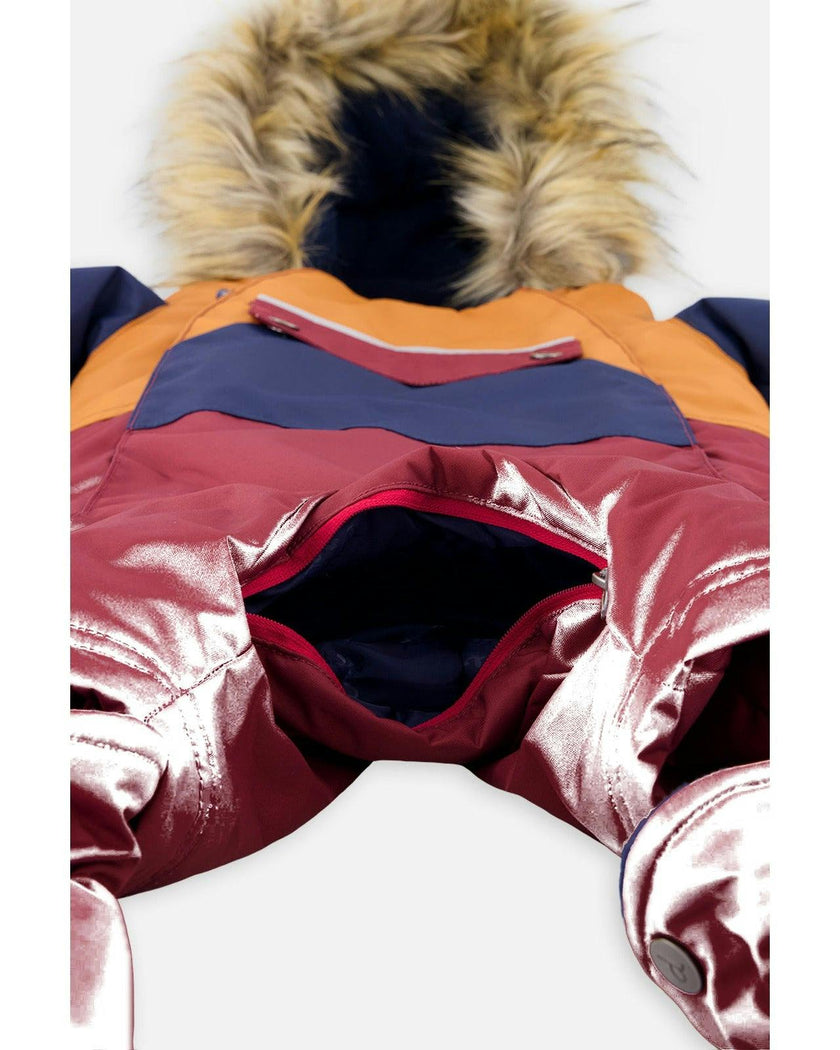 Baby One Piece Snowsuit Adapted For Car Seats Burgundy