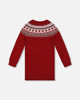 Knit Dress with Apple Jacquard Yoke