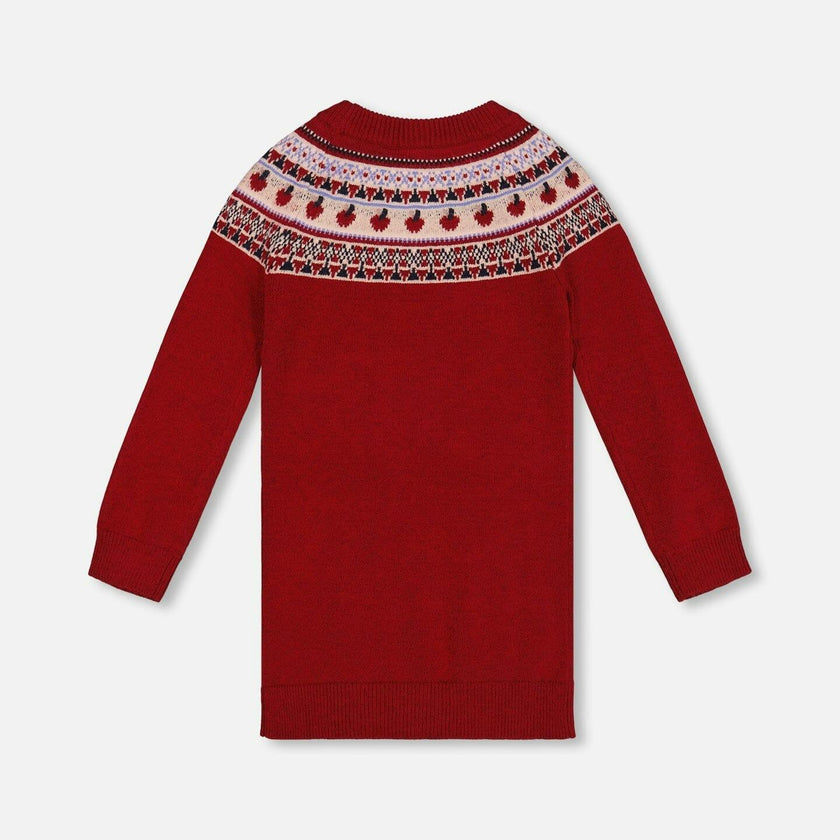 Knit Dress with Apple Jacquard Yoke