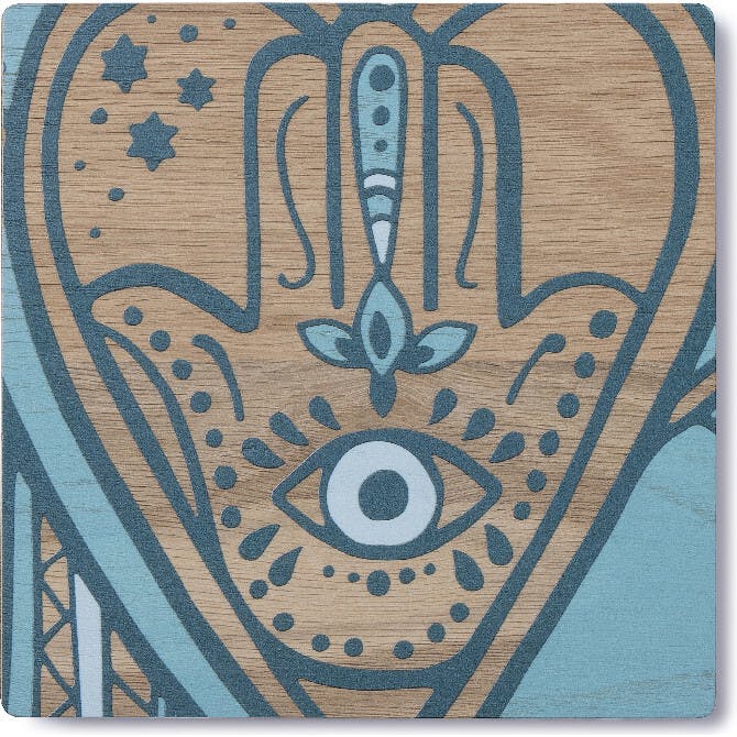 Yiddishkeit Printed Wood Block Hamsa 1