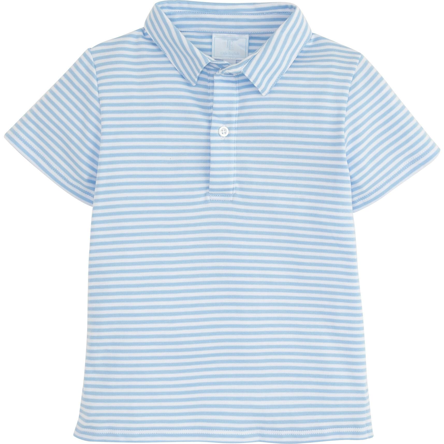 Short Sleeve Polo - Light Blue Stripe