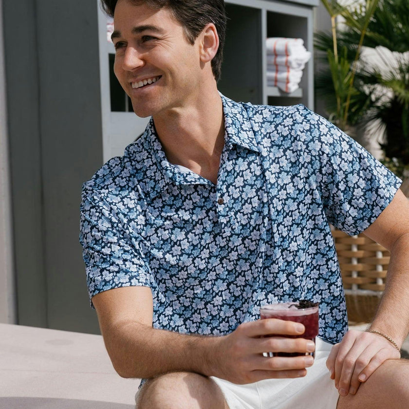The Azaleas - Navy Golf Shirt
