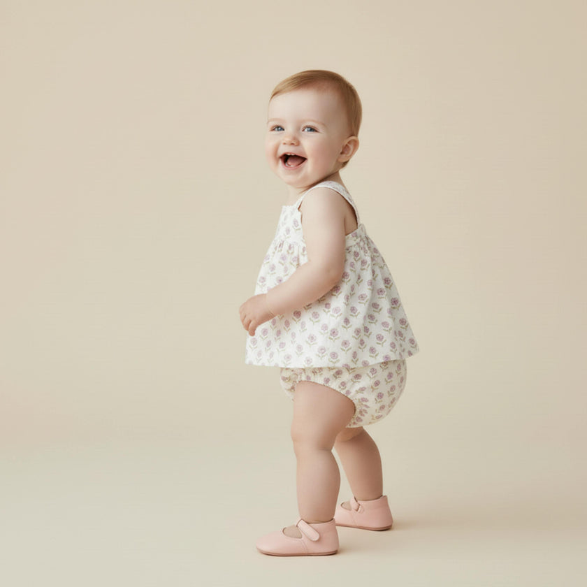 Organic Scalloped Top & Bloomers Set - Lavender