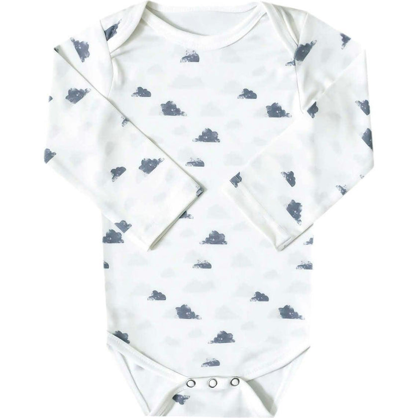 Ultra Soft Long Sleeve Overlap Shoulders Bodysuit, Prints