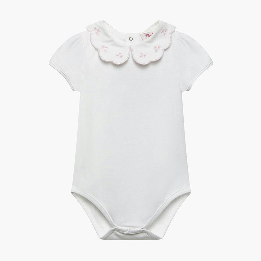 Baby Short-Sleeved Ava Embroidered Petal Bodysuit