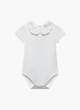 Baby Short-Sleeved Ava Embroidered Petal Bodysuit