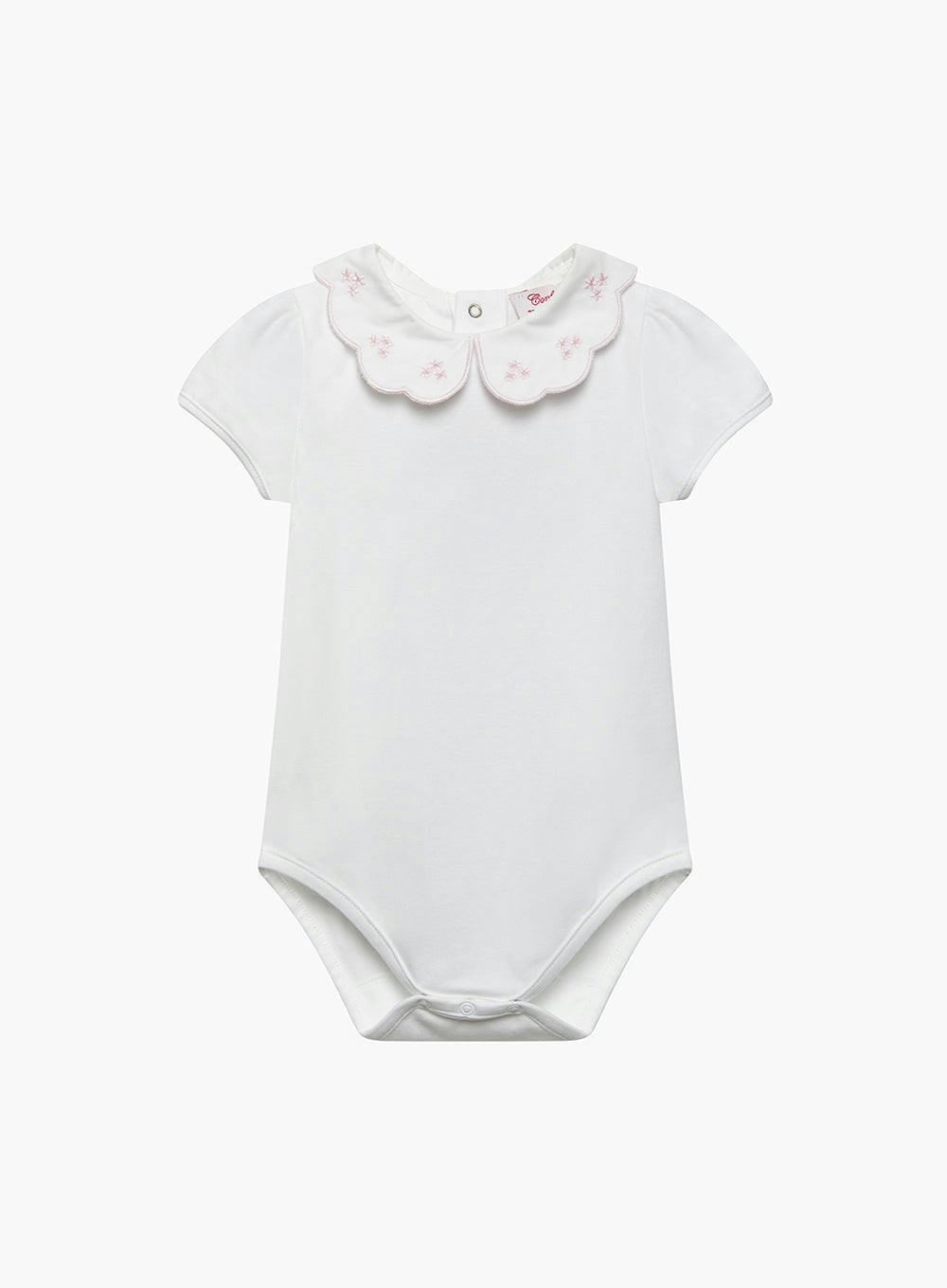 Baby Short-Sleeved Ava Embroidered Petal Bodysuit