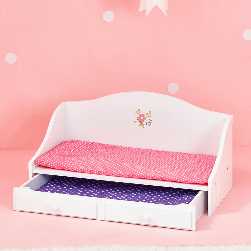 Olivia's Little World Trundle Day Bed with Bedding for 18" Dolls