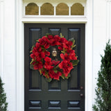 Faux 24 Inch Amaryllis & Magnolia Leaf Wreath