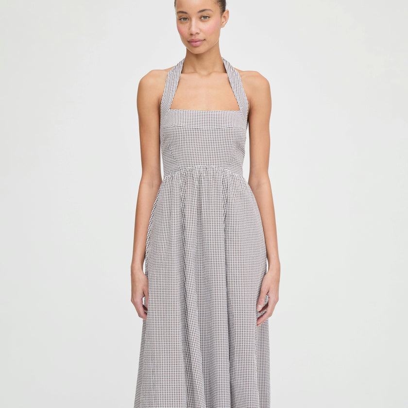 The Fleur Midi Dress - Chocolate Gingham