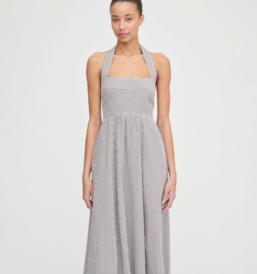 The Fleur Midi Dress - Chocolate Gingham