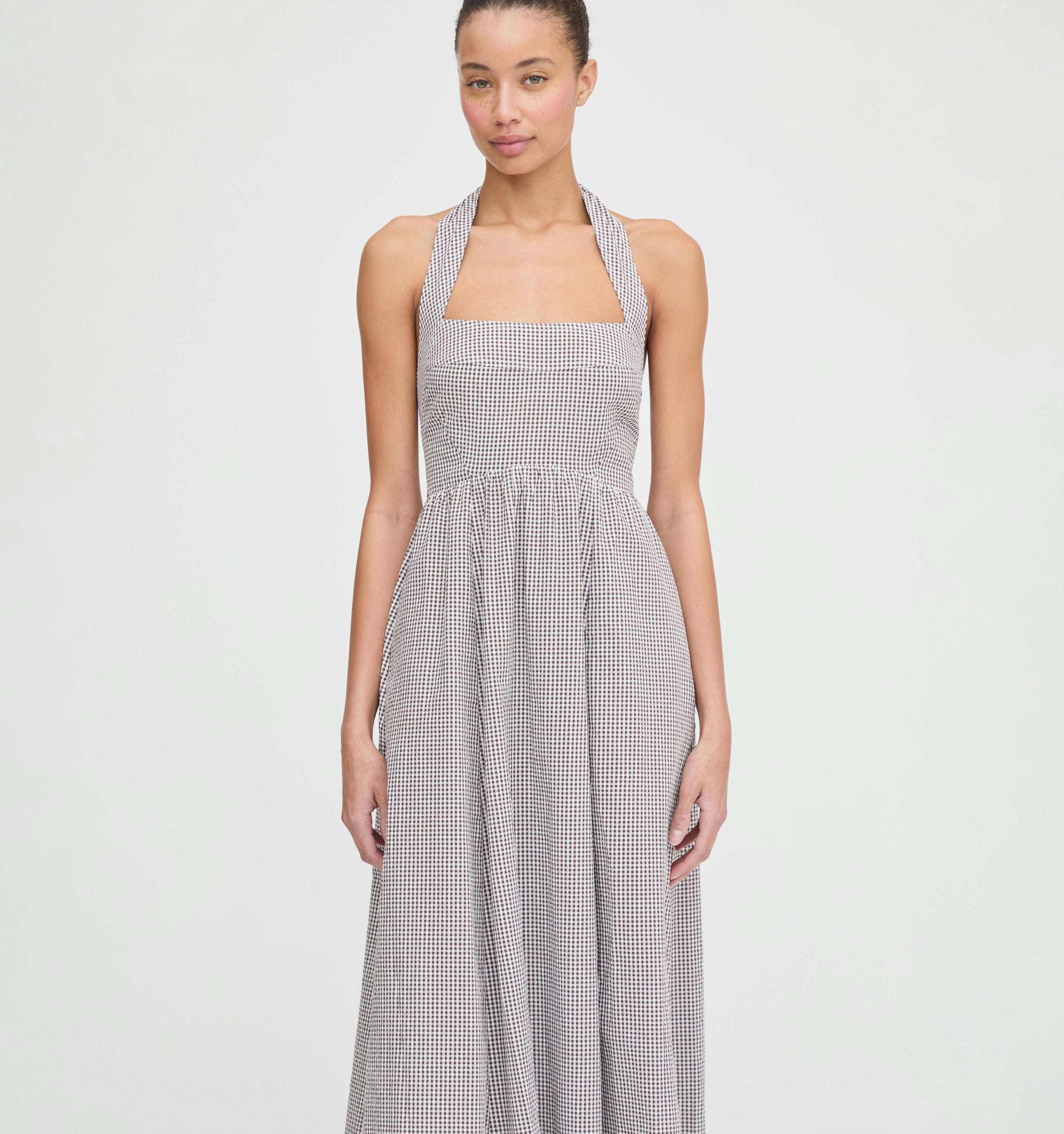The Fleur Midi Dress - Chocolate Gingham