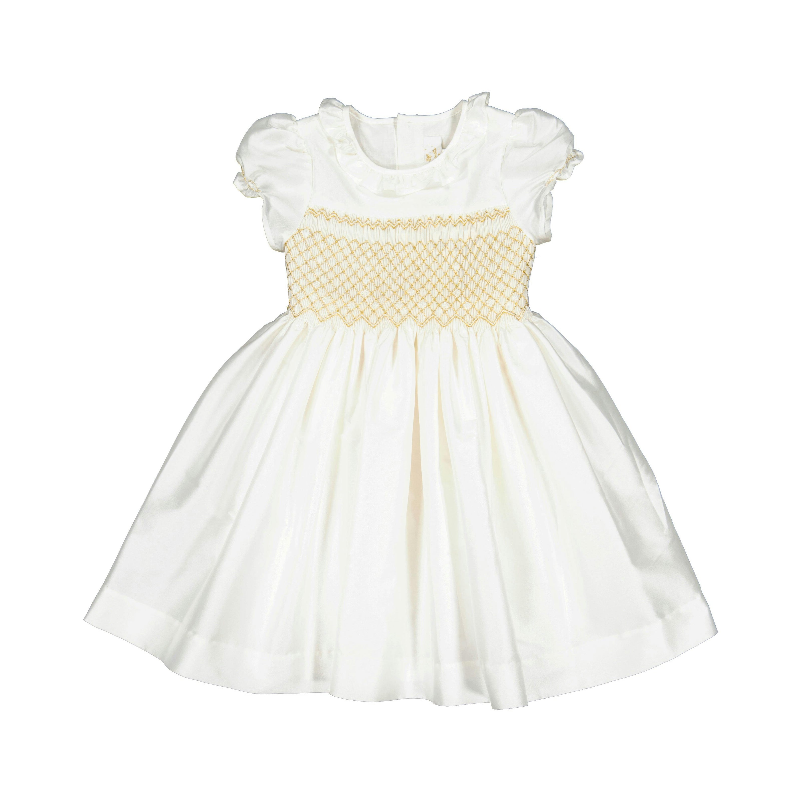 Colombe Gold Silk Ceremony Girl Dress