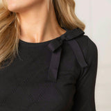 Organic Bow Detail Pointelle Sweater, Black