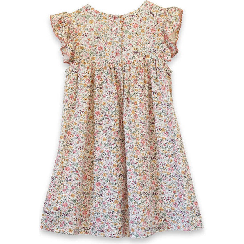 Girls Hannah Dress with Flutter Sleeves | Peach Meadow