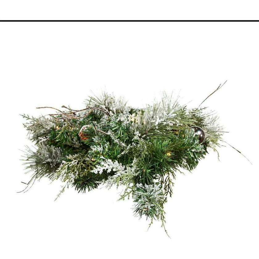 26-Inch Pre-Lit Snowy Silver Wall Tree