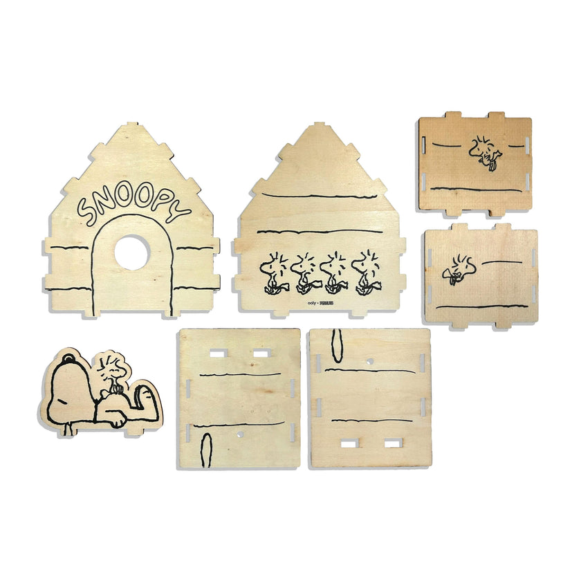 OOLY x Peanuts Color-in Wooden Birdhouse Kit - 5 Paint Markers